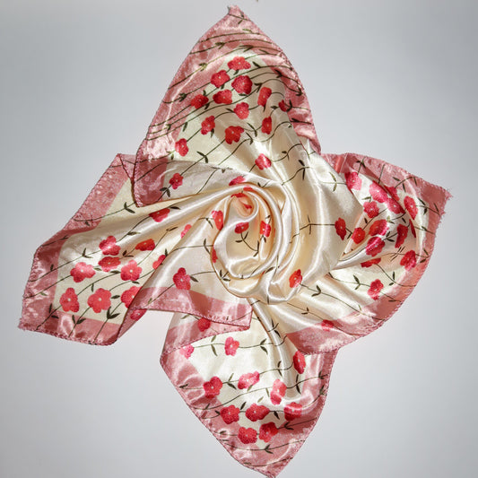 pink and white floral scarf